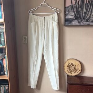 Lafayette 148 Ivory High-Rise Pleated & Tapered Dress Trousers Size 4